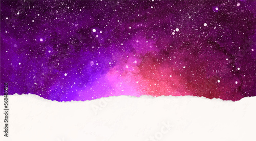 Vector cosmic illustration. Beautiful colorful space background. Watercolor Cosmos