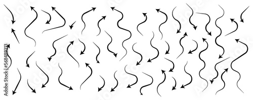 Hand drawn doodle decorative arrows collection.arrow lines isolated. vector illustration.