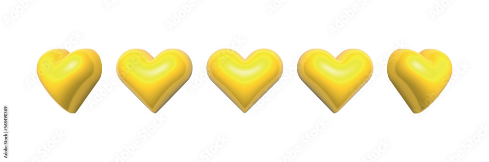Vector realistic isolated 3D golden hearts on the white background. Concept of Happy Valentine's Day.