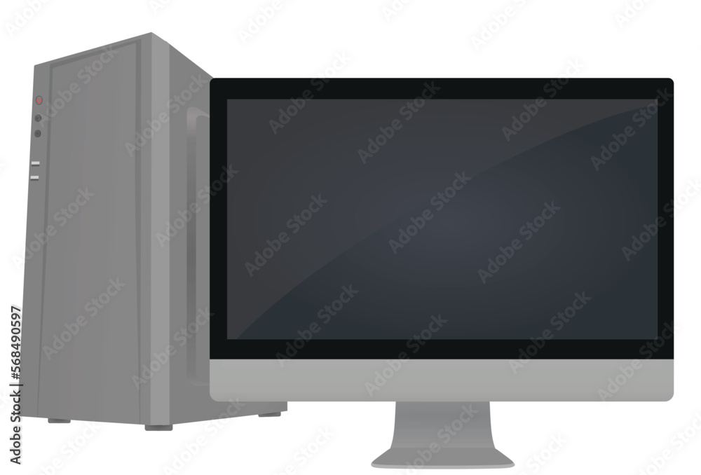 Grey desktop computer. vector illustration Grey desktop computer. vector illustration