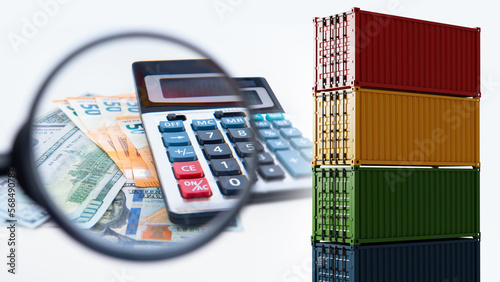 Calculator near cargo conta...