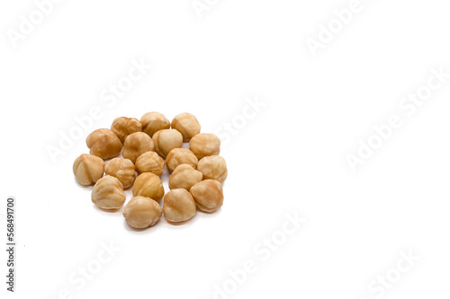 hazelnut isolated on a white background. Full depth of field. close up photo