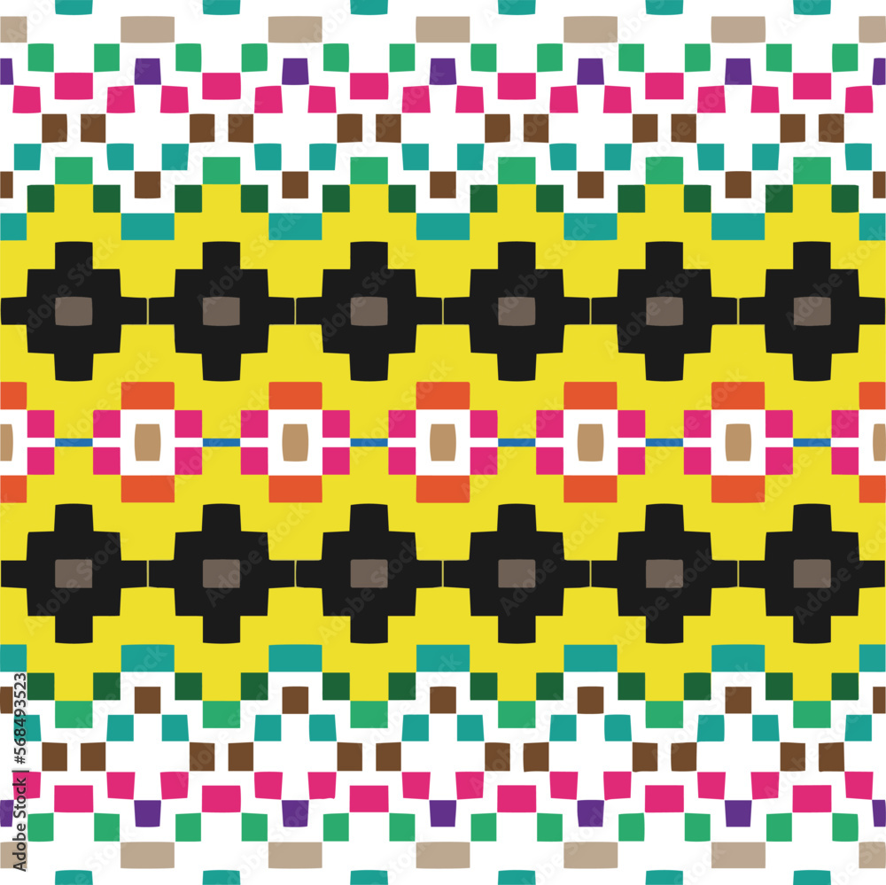 Fototapeta premium Vector geometric ornament in ethnic style. Seamless pattern with abstract shapes, repeat tiles. Repeating pattern for decor, fabric,textile and fabric.