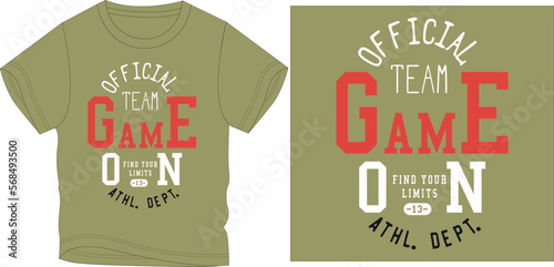 OFFICIAL TEAM GAME ON t-shirt graphic design vector illustration 
