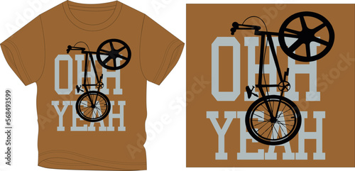 OHH YEAH CYCLE t-shirt graphic design vector illustration
 photo