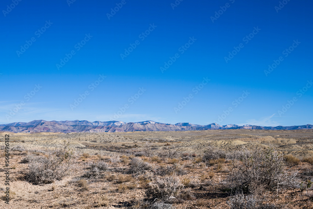 Distant mountains with high desert in the foreground, western Colorado