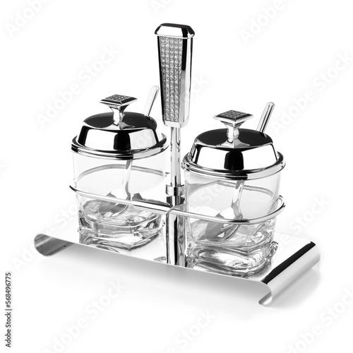 Chrome plated sugar and salt tray