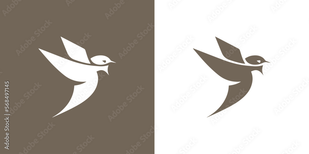 Fototapeta premium Logo bird soaring in the sky swallow minimalism