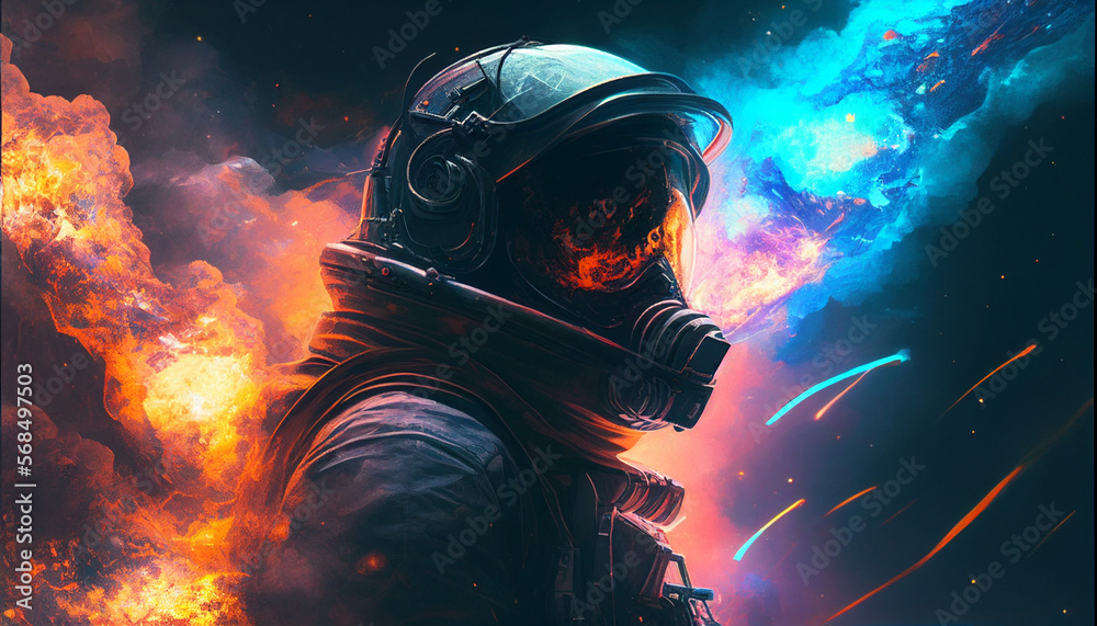 Obraz premium Rainbow Adventure in Zero Gravity