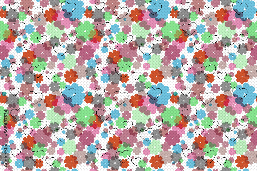 Colorful ditsy flowers. Hand drawn vector seamless pattern in trendy style. Use for print, textile, surface design, fashion wear