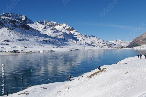 Black frozen lake