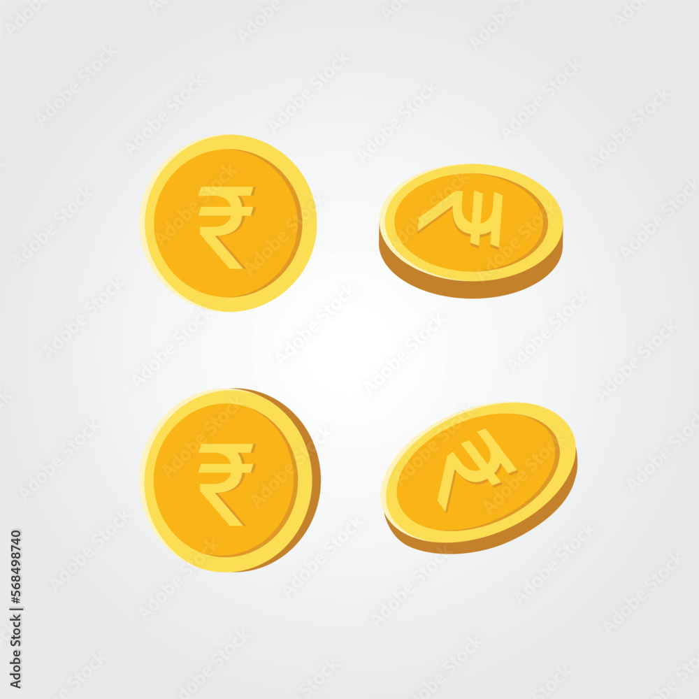 golden Indian rupee coin Stock Vector | Adobe Stock