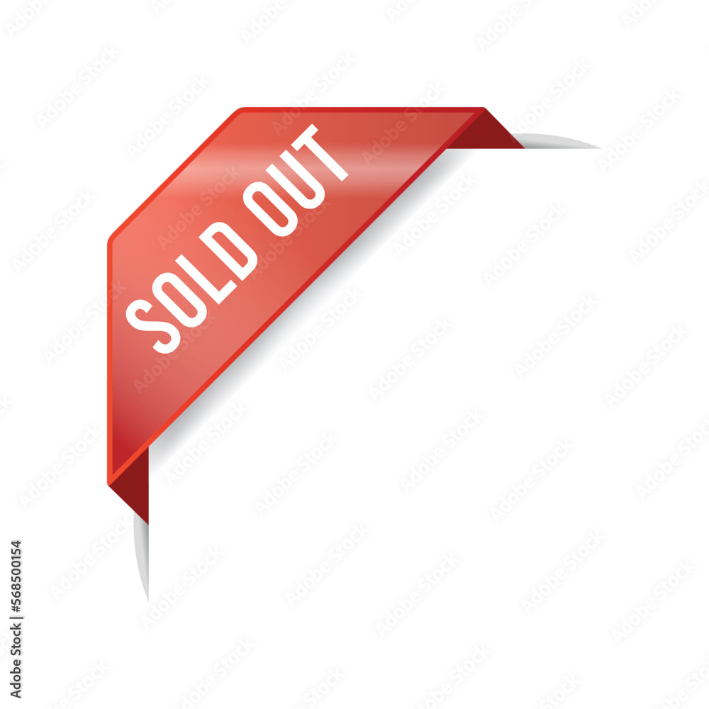 Sold Out Advertisement Corner Banner Vector Template Sold Out Advertisement Corner Banner Vector Template