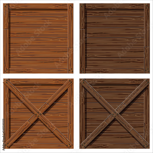 Wooden box texture in vector. Object for games in high quality. Isolated on transparent background.