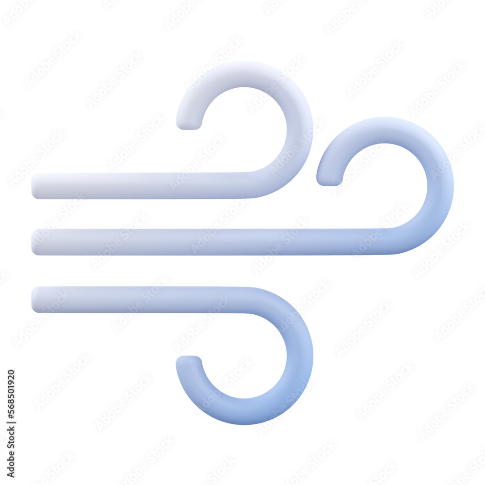 Windy weather 3d render icon illustration Windy weather 3d render icon illustration