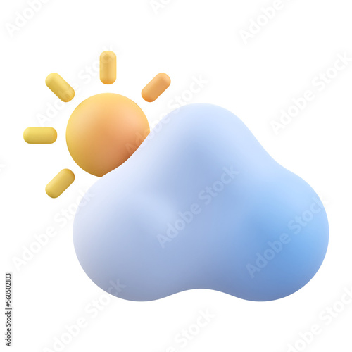 Sunny cloudy 3d render icon illustration
