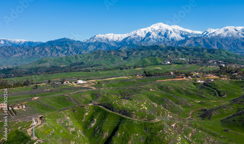 The San Bernardino Mountains near Yucaipa, California, with Snow Capped Peaks