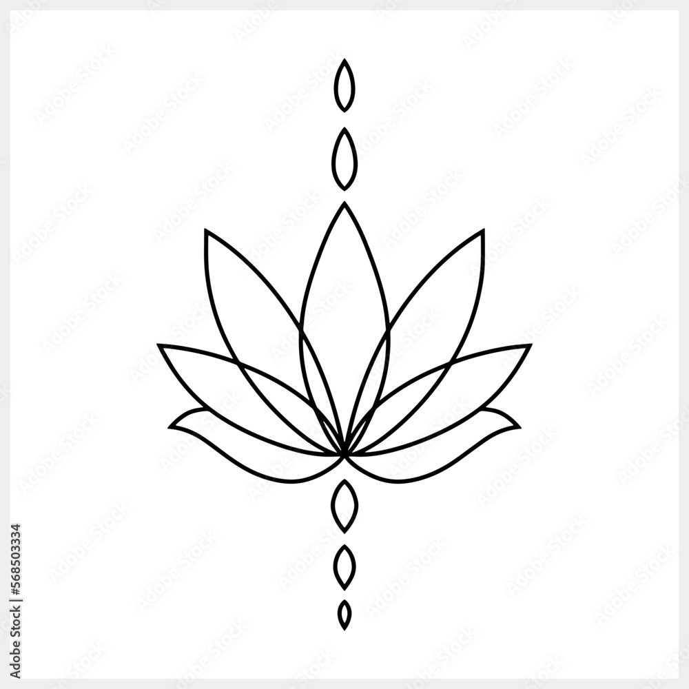 Lotus flower doodle icon. Sketch vector stock illustration. EPS 10 - obrazy, fototapety, plakaty 