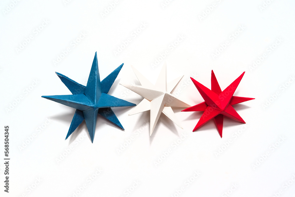 President's day.American handmade stars on white background.President's day background, holiday card. DIY festive flat lay. presidential day zero waste, paper, eco postcard. President's day.American handmade stars on white background.President's day background, holiday card. DIY festive flat lay. presidential day zero waste, paper, eco postcard.