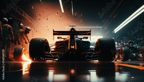 Formula 1 Pitstop, Generative AI, Illustration photo