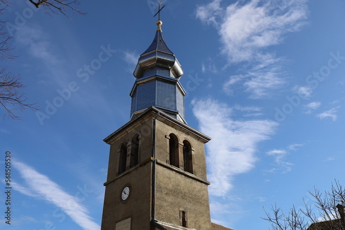 L'église Saint Pancrace, vue de l'extérieur, village de Yvoire, département de Haute Savoie, France photo