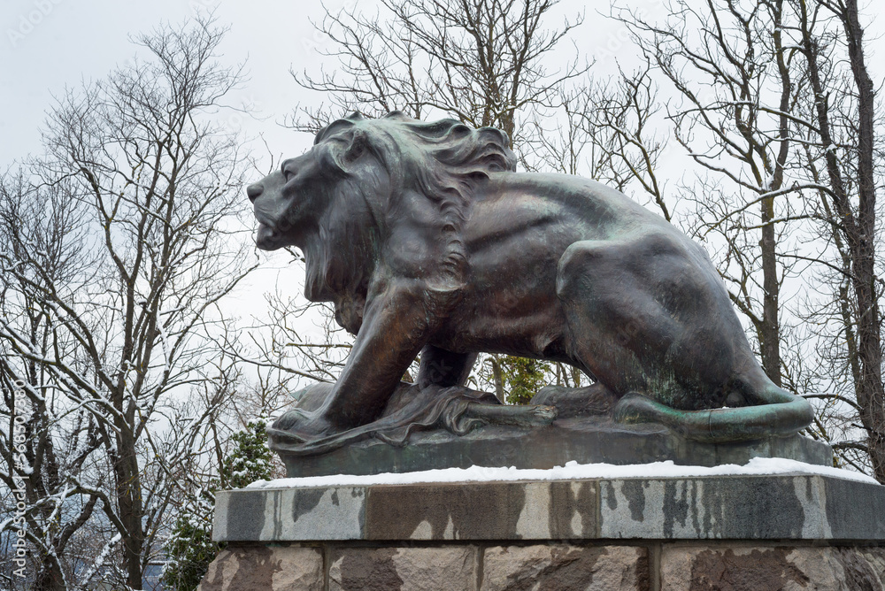  Sculpture of lion on Castle Hill in Graz