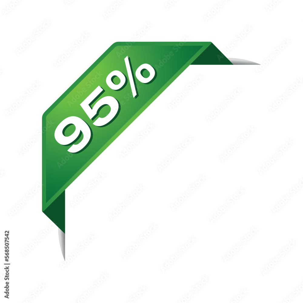 95% Green Corner Ribbon Discount Banner Vector Template 95% Green Corner Ribbon Discount Banner Vector Template
