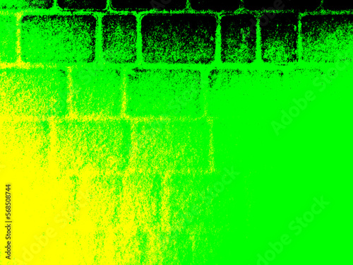 Green and yellow vector grunge background of paving slabs covered with snow. UHD 4K wallpaper. For screen, desktop, site design, overlay, stencil, banner, stylization, design and polygraph. Texture