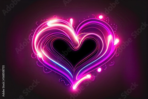 neon light heart - valentines day , Generative AI