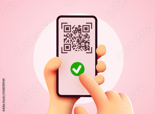 Scanning QR code with mobile smart phone. Qr code payment, E wallet , cashless technology concept.