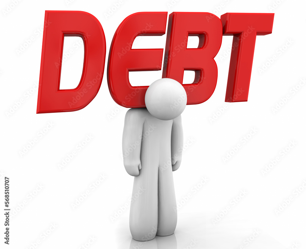 Debt Person Carrying Heavy Load Money Due Crushed Finances 3d Illustration Debt Person Carrying Heavy Load Money Due Crushed Finances 3d Illustration
