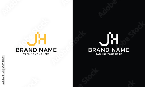 JH or HJ letter logo design vector. on a black and white background.