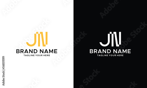 Alphabet letters Initials Monogram logo JN, NJ, J and N on a black and white background.