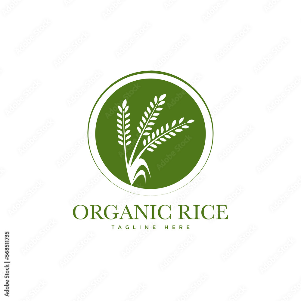 premium rice organic natural product banner logo design