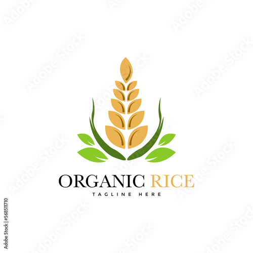 premium rice organic natural product banner logo design