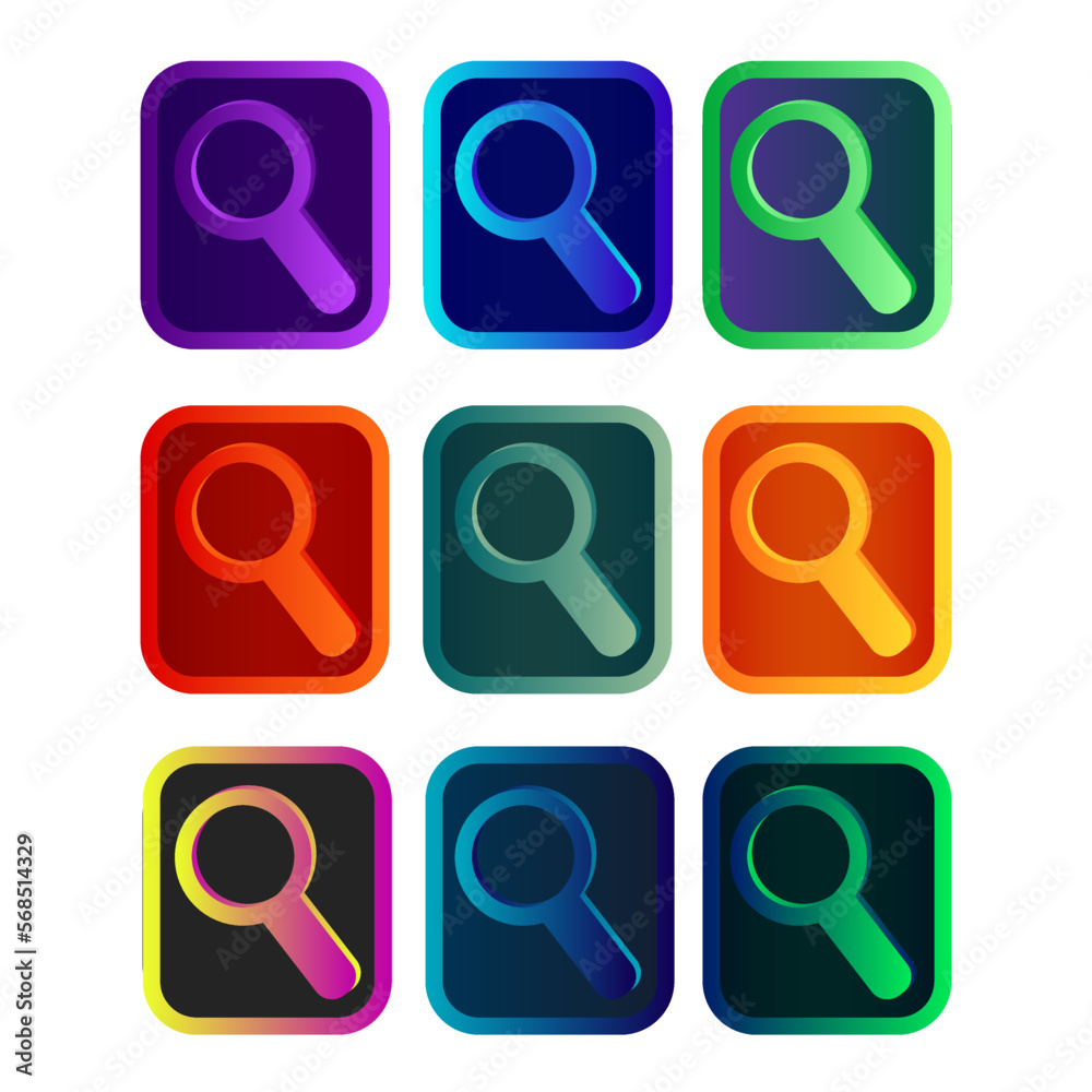 Magnifying glass icon set Magnifying glass icon set