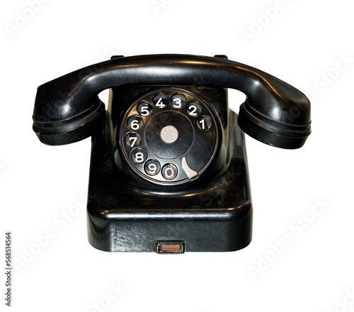 Old vintage phone isolated on white background