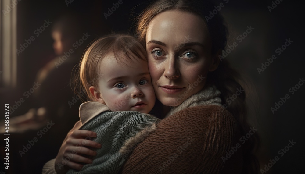 Happy Mother holding a child Mothers day generative ai Happy Mother holding a child Mothers day generative ai