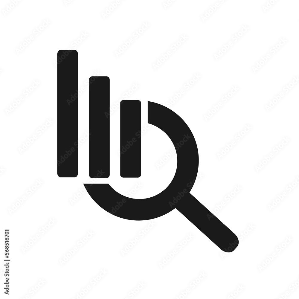 Vector illustration of a magnifying glass and a growth graph. Vector illustration of a magnifying glass and a growth graph.