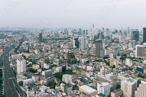 cityscape Bangkok from high altitude during the day in Thailand