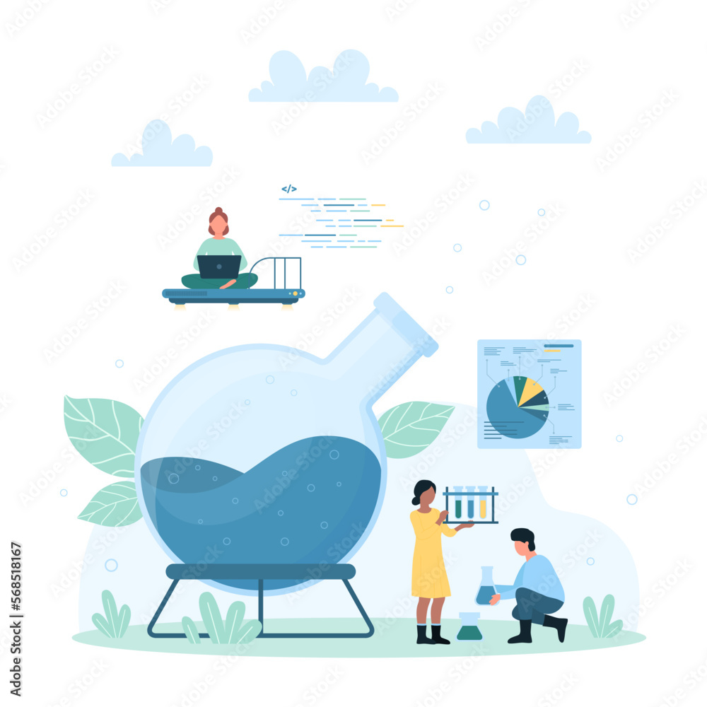 Lab Activity Cartoon Science experiment in chemical laboratory vector illustration. Cartoon ...