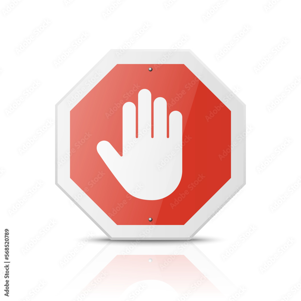 Vector White and Red Round Glossy Prohibition Stop Sign - Warning, Danger Sign Frame Icon with Reflection Closeup Isolated on White Background. Dangerous Plate Design Template of Road Sign, Front View Vector White and Red Round Glossy Prohibition Stop Sign - Warning, Danger Sign Frame Icon with Reflection Closeup Isolated on White Background. Dangerous Plate Design Template of Road Sign, Front View