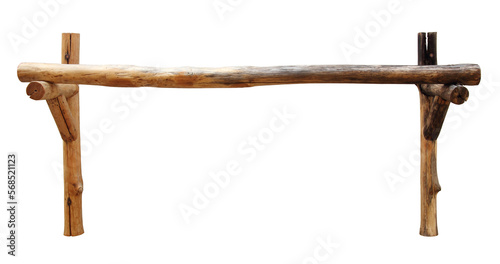 Wooden clothes line isolated with clipping path