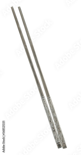 metal chopsticks isolated with clipping path