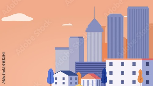 Simple animation video of the city. City Background 