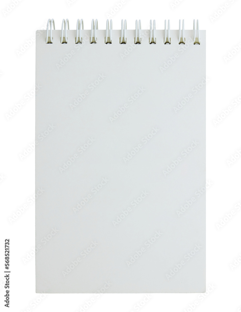 blank white spiral notebook isolated with clipping path for mockup