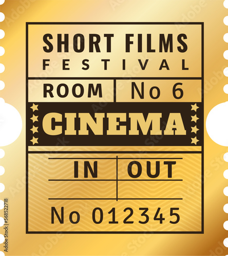 Retro cinema ticket template. Movie pass design