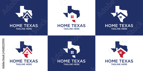 set logo design texas and home vector template