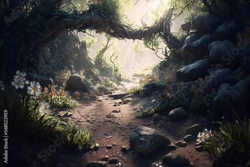 sunlight, fairy forest, octane render, ultrarealistic, dramatic, cinematic © gidon