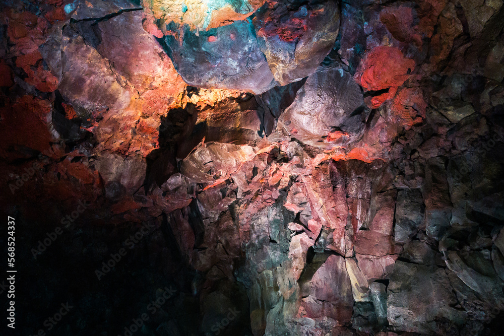 Cave with colorful wall in Iceland